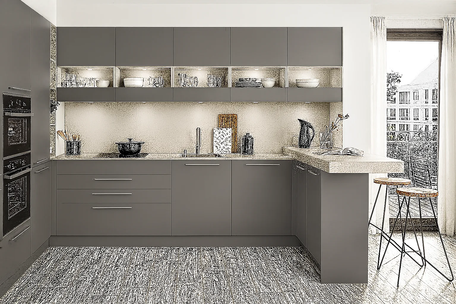 MT-HG-01 Mat Highgloss Mutfak Dolabı – farklı açı